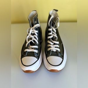 Converse, Chuck Taylor, Size 8, Platform, Color-Metallic Black, Leather